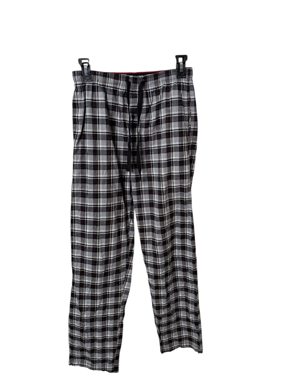 Hanes Men's Black and White Plaid Jogger Pants